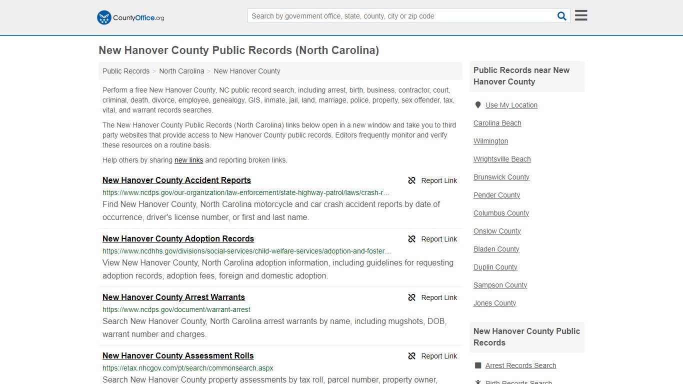 Public Records - New Hanover County, NC (Business, Criminal, GIS ...