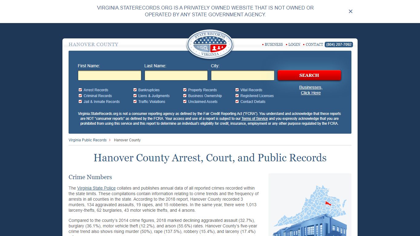 Hanover County Arrest, Court, and Public Records